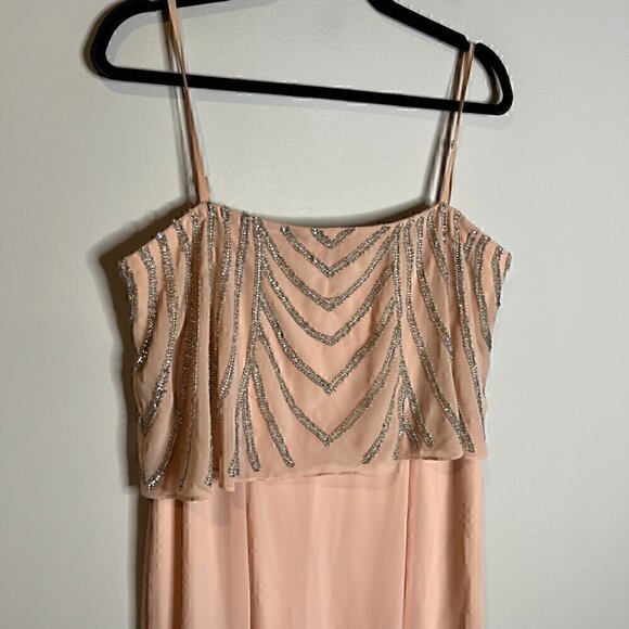 Marina Rinaldi pink sequin bodice drapey dress - Picture 3 of 6